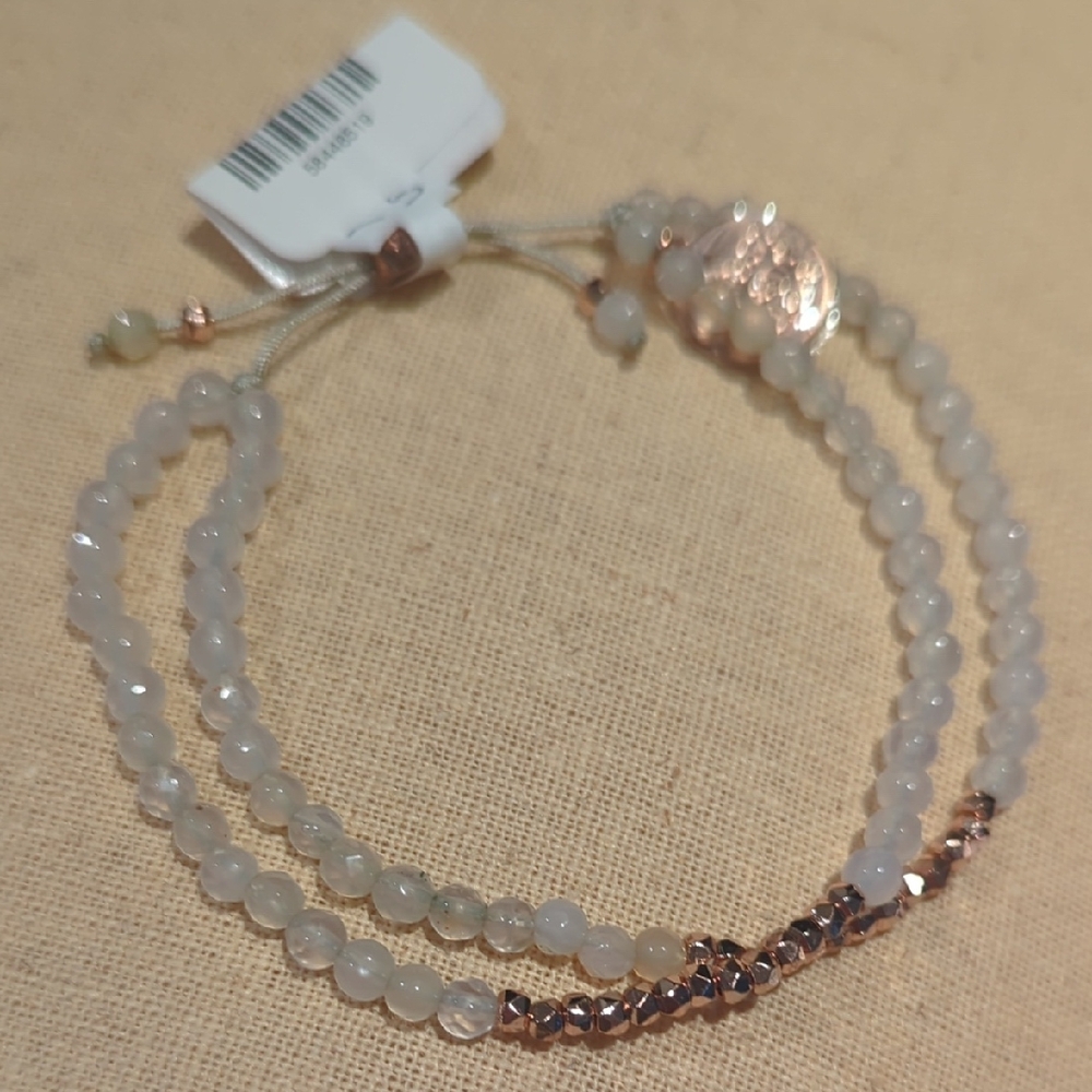 Delicate Rose Gold & Pale Gray Beaded Wrap Bracelet by eLiasz and eLLa